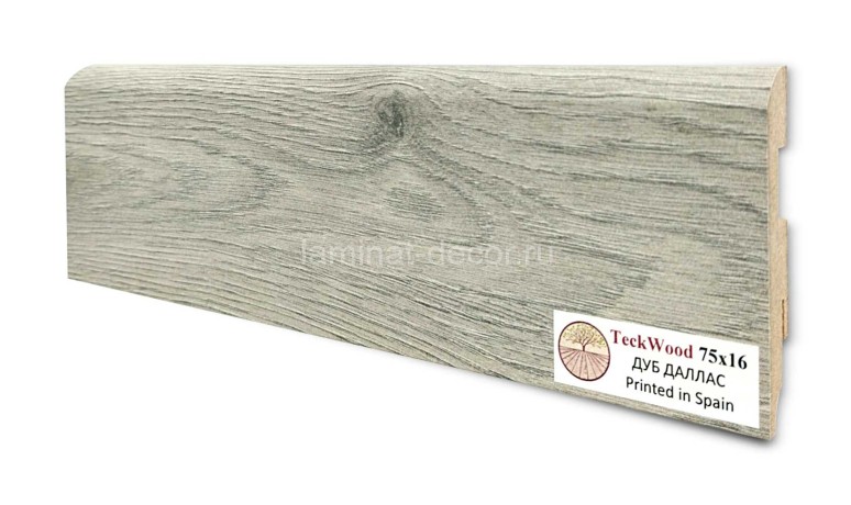 Заказать Напольный плинтус МДФ Teckwood цветной Дуб Даллас 75х16х2150 мм 