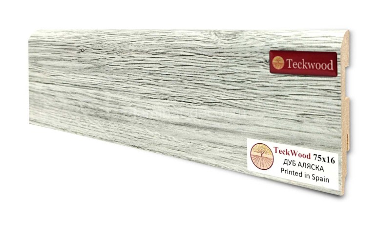 Заказать Напольный плинтус МДФ Teckwood цветной Дуб Аляска 75х16х2150 мм 