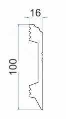 Напольный плинтус РN 100.16 белый 2 м