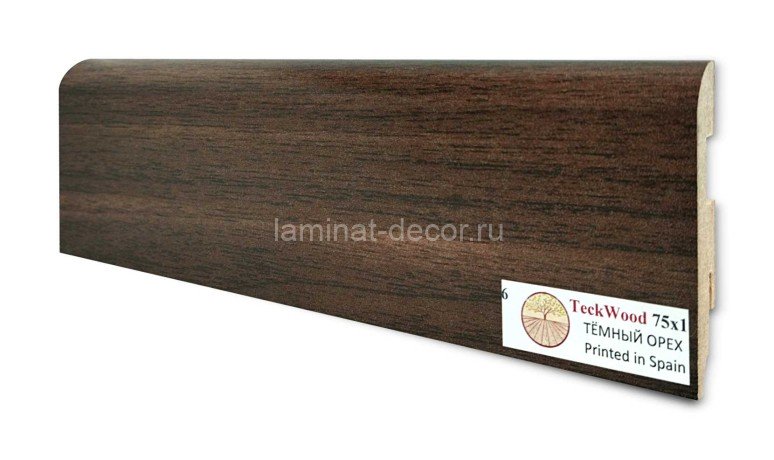 Заказать Напольный плинтус МДФ Teckwood цветной Темный Орех 75х16х2150 мм 