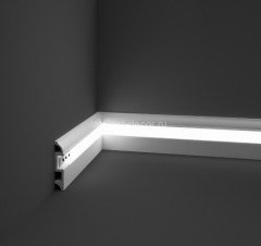 Напольный плинтус с подсветкой 80 мм РL 080.16 белый 2 м