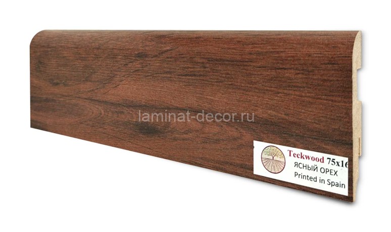 Заказать Напольный плинтус МДФ Teckwood цветной Ясный Орех 75х16х2150 мм 