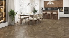 Каменно-полимерный ламинат SPC Alpine Floor Chevron Alpine ECO 18-4 Дуб Насыщенный Chevron замок 4V-Groove фаска 600х127х5 мм 43 класс упаковка 1.6764 м2 16 кг