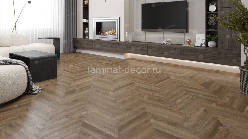 Заказать Каменно-полимерный ламинат SPC Alpine Floor Chevron Alpine ECO 18-5 Макадамия Chevron замок 4V-Groove фаска 600х127х5 мм 43 класс упаковка 1.6764 м2 16 кг 