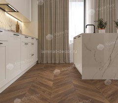 Каменно-полимерный ламинат SPC Alpine Floor Chevron Alpine ECO 18-13 Дуб Коричневый Chevron замок 4V-Groove фаска 600х127х5 мм 43 класс упаковка 1.6764 м2 16 кг