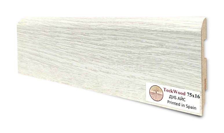 Заказать Напольный плинтус МДФ Teckwood цветной Дуб Айс 75х16х2150 мм 