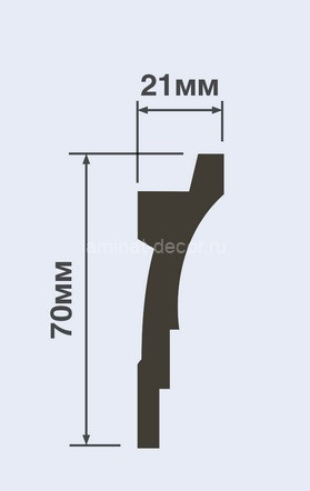 Заказать Потолочный плинтус 70х21 мм Hiwood A70V1 белый 2 м 