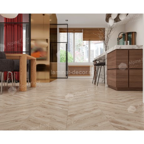 Заказать Каменно-полимерный ламинат SPC Alpine Floor Chevron Alpine ECO 18-21 Гикори Chevron замок 4V-Groove фаска 600х127х5 мм 43 класс упаковка 1.6764 м2 16 кг 