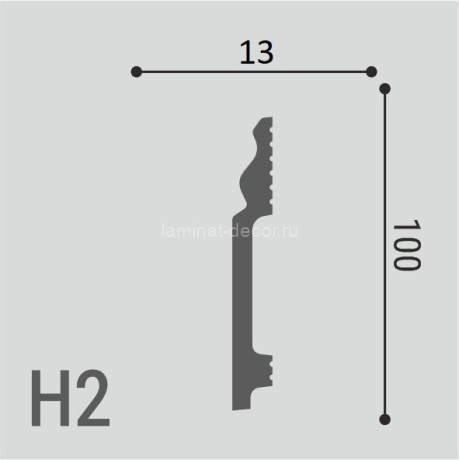 Заказать Ударопрочный напольный плинтус из полистирола 100х13 мм Де-Багет XPS POLYMER Н 2 белый 2 м 