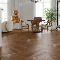 Каменно-полимерный ламинат SPC Alpine Floor Chevron Alpine ECO 18-22 Орех Нойер Chevron замок 4V-Groove фаска 600х127х5 мм 43 класс упаковка 1.6764 м2 16 кг