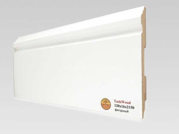 Заказать Напольный плинтус МДФ Teckwood Белый фигурный 120х16х2150 мм