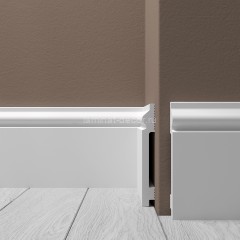 Ударопрочный напольный плинтус из полистирола 120х15 мм Де-Багет XPS POLYMER Н 5 белый 2 м