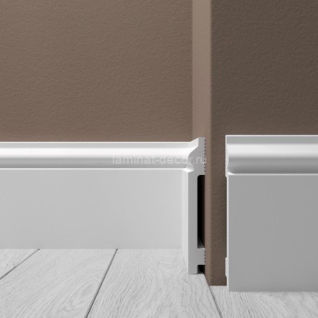 Заказать Ударопрочный напольный плинтус из полистирола 120х15 мм Де-Багет XPS POLYMER Н 5 белый 2 м