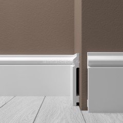 Ударопрочный напольный плинтус из полистирола 120х15 мм Де-Багет XPS POLYMER Н 5 белый 2 м