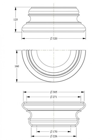 Заказать База полуколонны Orac Decor Purotouch K1151 320х160 мм