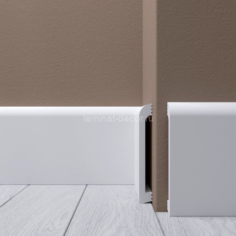 Заказать Ударопрочный напольный плинтус из полистирола 120х16 мм Де-Багет XPS POLYMER Н 7 белый 2 м 