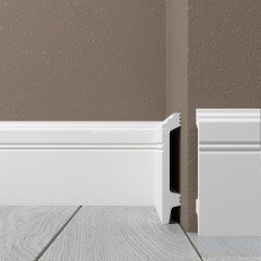 Ударопрочный напольный плинтус из полистирола 120х20 мм Де-Багет XPS POLYMER Н 120 белый 2 м