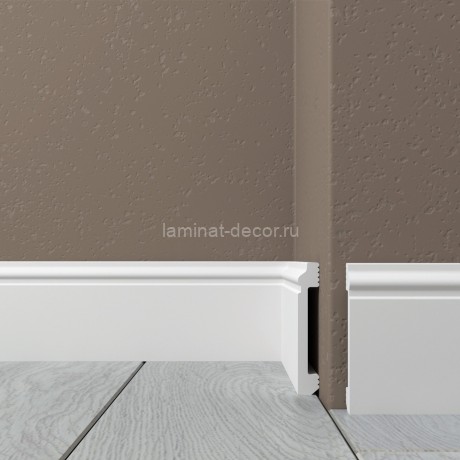 Заказать Ударопрочный напольный плинтус из полистирола 80х13 мм Де-Багет XPS POLYMER Н 80 белый 2 м 