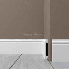 Ударопрочный напольный плинтус из полистирола 80х13 мм Де-Багет XPS POLYMER Н 80 белый 2 м