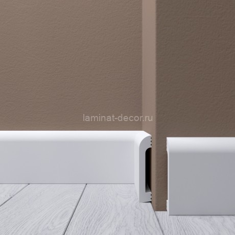 Заказать Ударопрочный напольный плинтус из полистирола 80х15 мм Де-Багет XPS POLYMER Н 6 белый 2 м 