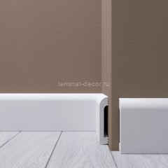 Ударопрочный напольный плинтус из полистирола 80х15 мм Де-Багет XPS POLYMER Н 6 белый 2 м