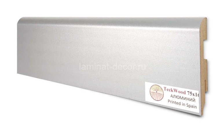 Заказать Напольный плинтус МДФ Teckwood цветной Алюминий 75х16х2150 мм 