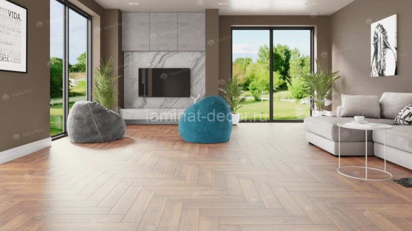 Заказать Каменно-полимерный ламинат SPC Alpine Floor Light Parquet ECO 13-2 Дуб Royal замок 4V-Groove фаска 600х125х4 мм 43 класс упаковка 1.95 м2 16 кг 