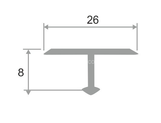 Заказать Алюминиевый Т-профиль 26 мм ПТ-26 Серый муар 2,7 м