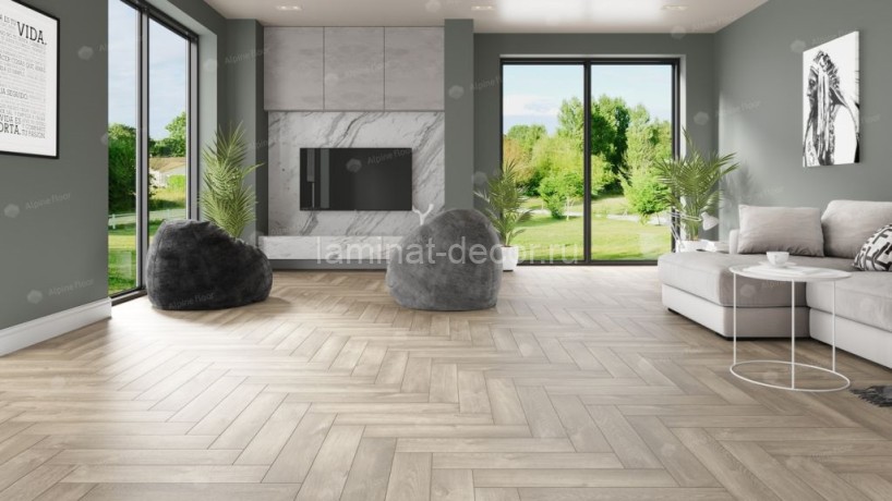 Заказать Каменно-полимерный ламинат SPC Alpine Floor Light Parquet ECO 13-5 Дуб Натуральный Отбеленный замок 4V-Groove фаска 600х125х4 мм 43 класс упаковка 1.95 м2 16 кг 