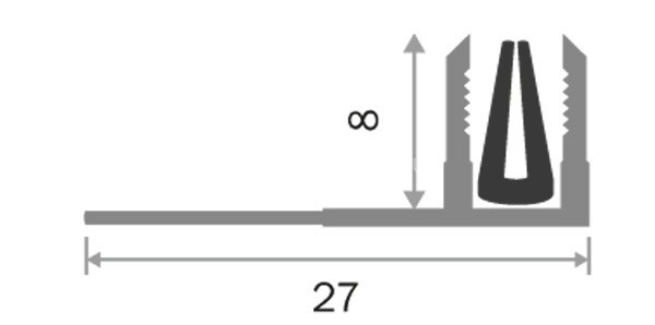 Заказать Алюминиевая база для Т-профиля ПТО-10 с резиновой вставкой 2,7 м