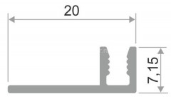 Алюминиевая база для Т-профиля ПТО-7 с резиновой вставкой 2,7 м