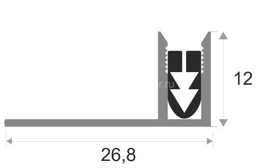 Заказать Алюминиевая база для Т-профиля ПТО-11 с резиновой вставкой 2,7 м
