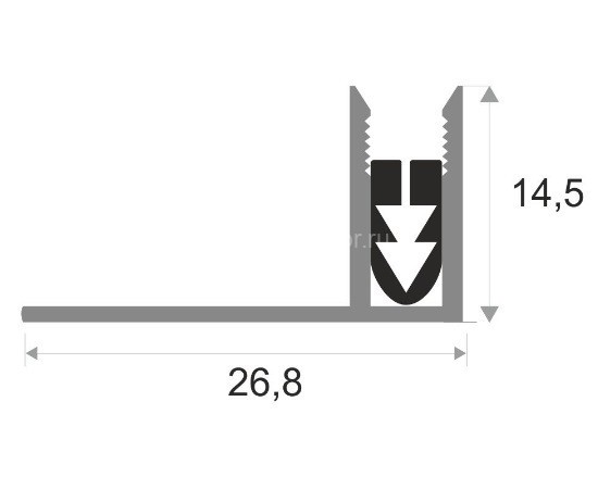 Заказать Алюминиевая база для Т-профиля ПТО-13 с резиновой вставкой 2,7 м