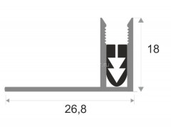 Алюминиевая база для Т-профиля ПТО-18 с резиновой вставкой 2,7 м
