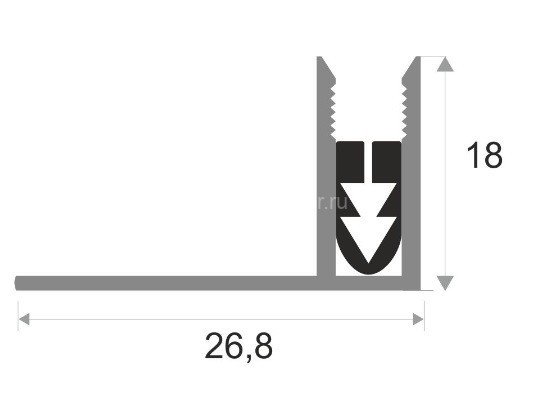 Заказать Алюминиевая база для Т-профиля ПТО-18 с резиновой вставкой 2,7 м 