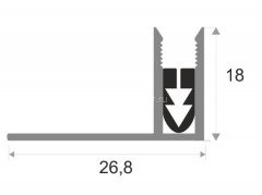 Алюминиевая база для Т-профиля ПТО-18 с резиновой вставкой 2,7 м