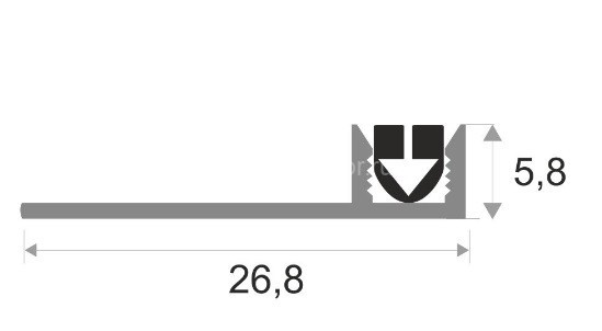 Заказать Алюминиевая база для Т-профиля ПТО-5 с резиновой вставкой 2,7 м