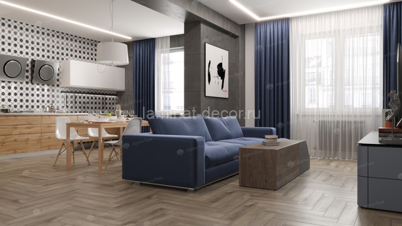 Заказать Каменно-полимерный ламинат SPC Alpine Floor Light Parquet ECO 13-15 Дуб Исида замок 4V-Groove фаска 600х125х4 мм 43 класс упаковка 1.95 м2 16 кг 
