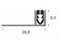 Алюминиевая база для Т-профиля ПТО-9 с резиновой вставкой 2,7 м
