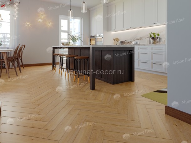 Заказать Каменно-полимерный ламинат SPC Alpine Floor Light Parquet ECO 13-27 Дуб Хатиса замок 4V-Groove фаска 600х125х4 мм 43 класс упаковка 1.95 м2 16 кг 