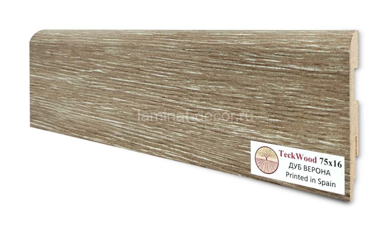 Заказать Напольный плинтус МДФ Teckwood цветной Дуб Верона 75х16х2150 мм