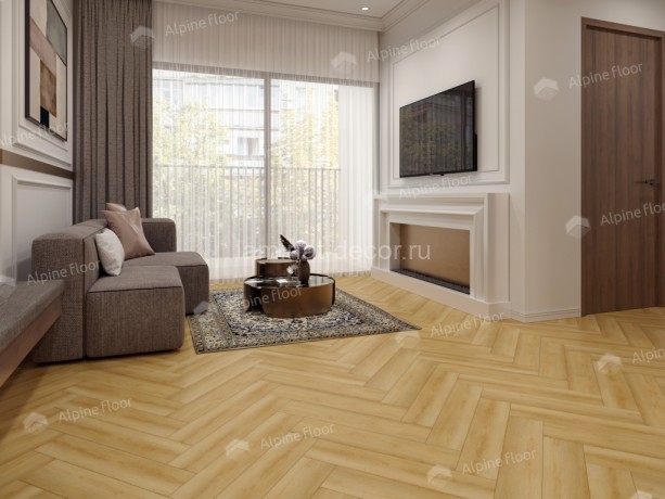 Заказать Каменно-полимерный ламинат SPC Alpine Floor Light Parquet ECO 13-29 Дуб Батейн замок 4V-Groove фаска 600х125х4 мм 43 класс упаковка 1.95 м2 16 кг 