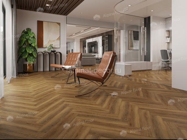 Заказать Каменно-полимерный ламинат SPC Alpine Floor Light Parquet ECO 13-33 Дуб Далим замок 4V-Groove фаска 600х125х4 мм 43 класс упаковка 1.95 м2 16 кг 