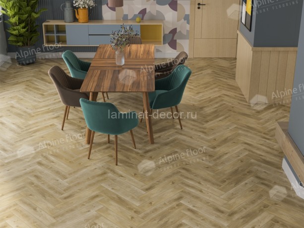 Заказать Каменно-полимерный ламинат SPC Alpine Floor Light Parquet ECO 13-34 Дуб Кастор замок 4V-Groove фаска 600х125х4 мм 43 класс упаковка 1.95 м2 16 кг 