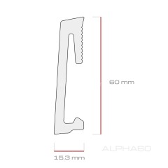 Плинтус для пола ПВХ 60 мм SALAG ALPHA Bialy AP61U1 белый 2.2 м